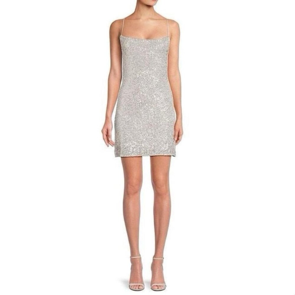 ☆Walter Baker White & Silver Cassidy Sequin Squareneck Mini Dress☆